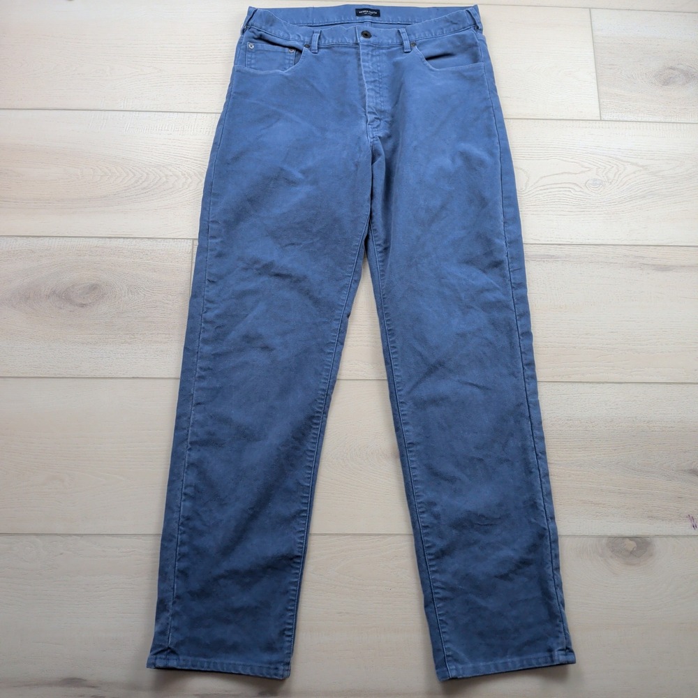 Proper Cloth Mens Olimpias Slate Delave Moleskin 5-Pocket Pants Blue 32x31
